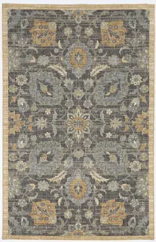 9' X 13' Taupe Orange And Gray Wool Floral Distressed Area Rug