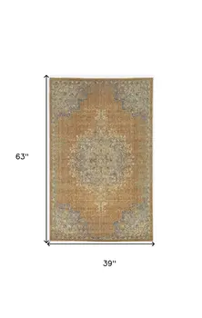 3' X 5' Coffee Brown Machine Woven Floral Medallion Indoor Area Rug