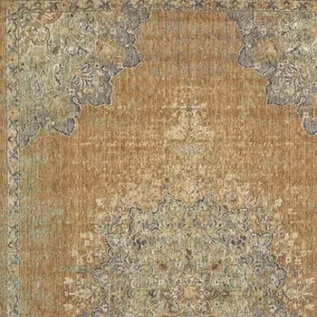 8' X 11' Coffee And Gray Wool Medallion Distressed Area Rug