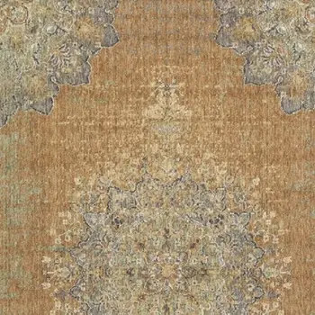 8' X 11' Brown And Gray Wool Medallion Distressed Area Rug