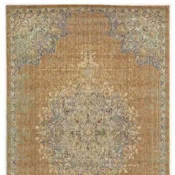 8' X 11' Brown And Gray Wool Medallion Distressed Area Rug
