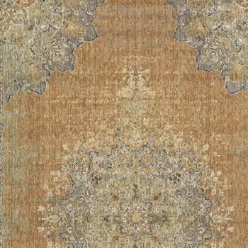 9' X 13' Brown And Gray Wool Medallion Area Rug