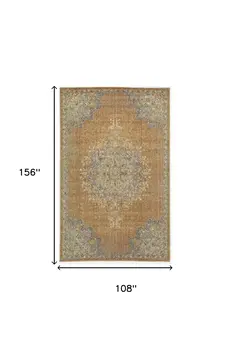 9' X 13' Brown And Gray Wool Medallion Area Rug