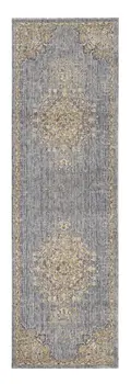 8' Slate Gray And Orange Wool Floral Medallion Distressed Runner Rug