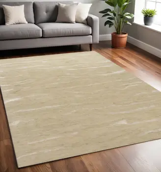 5' X 7' Beige And Ivory Abstract Hand Tufted Area Rug