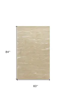 5' X 7' Beige And Ivory Abstract Hand Tufted Area Rug