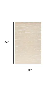 5' X 7' Ivory And Tan Abstract Hand Tufted Area Rug