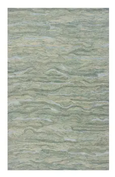 5' X 7' Blue Green And Beige Abstract Hand Tufted Area Rug