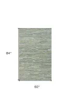 5' X 7' Blue Green And Beige Abstract Hand Tufted Area Rug