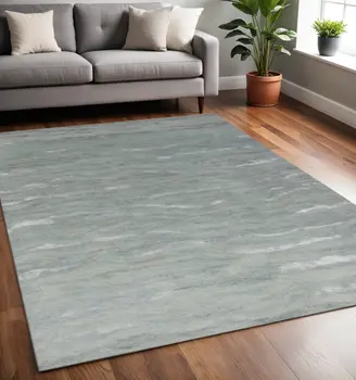 5' X 7' Slate Gray And Ivory Abstract Hand Tufted Area Rug
