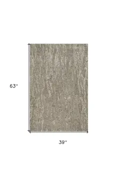 3' X 5' Sand And Gray Abstract Hand Tufted Area Rug