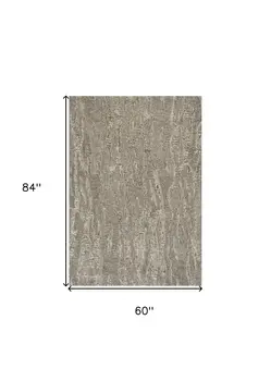 5' X 7' Sand And Gray Abstract Hand Tufted Area Rug