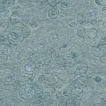 8' X 10' Blue and Beige Wool Floral Hand Tufted Area Rug