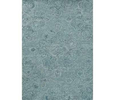 9' X 12' Seafoam Blue Hand Tufted Floral Indoor Area Rug