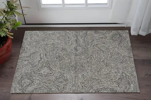 3' X 5' Gray And Dark Gray Abstract Hand Tufted Area Rug