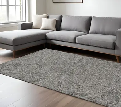 8' X 10' Gray Wool Abstract Hand Tufted Area Rug