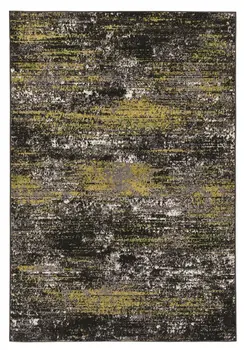 9' X 13' Black Brown and White Abstract Area Rug