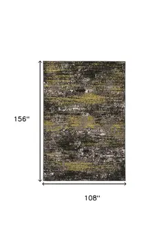 9' X 13' Black Brown and White Abstract Area Rug