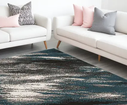 9' X 13' Blue and Gray Abstract Area Rug