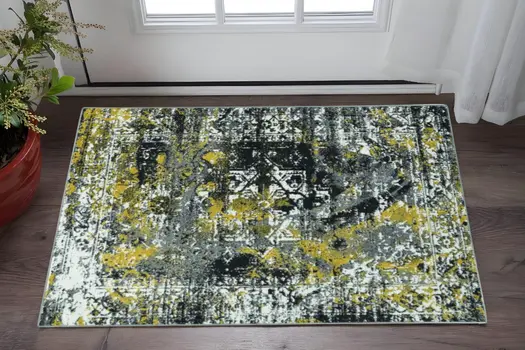 2' X 7' Grey Polypropylene Area Rug