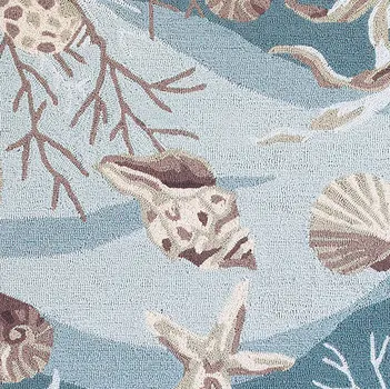 8' Blue and Beige Round Hand Tufted Area Rug