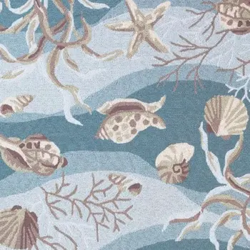 8' X 10' Beige Ivory And Brown Seashell and Coral Hand Tufted Area Rug