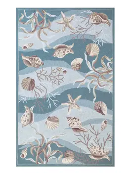 8' X 10' Beige Ivory And Brown Seashell and Coral Hand Tufted Area Rug
