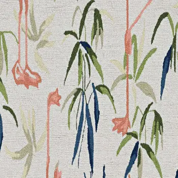 7' Ivory Pink Hand Hooked Flamingo Indoor Runner Rug