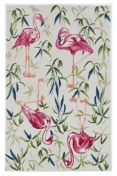 3' X 5' Ivory And Pink Tropical Botanical Hand Hooked Area Rug