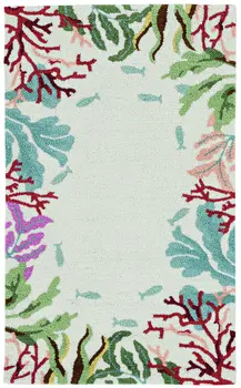 7' Ivory Coral Hand Hooked Runner Rug