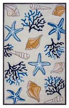 8' X 10' Ivory Seashell and Coral Hand Tufted Area Rug