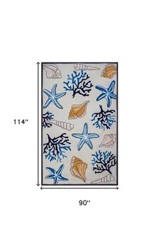 8' X 10' Ivory Seashell and Coral Hand Tufted Area Rug