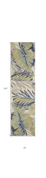 10' Ivory Pink and Green Wool Tropical Botanical Hand Tufted Runner Rug