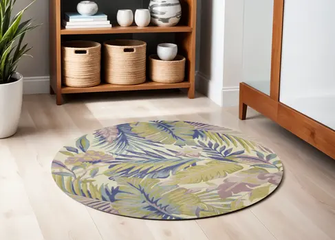 6' Pastel Ivory Wool Hand Tufted Round Rug