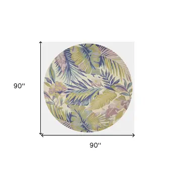 8' Green Pink And Purple Wool Hand Tufted Round Rug