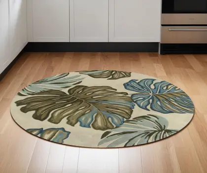 5' Ivory Round Wool Hand Tufted Area Rug