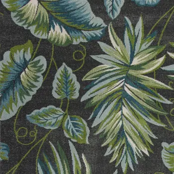 3' X 5' Grey Floral Polypropylene Rug