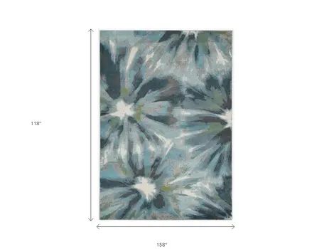 10' X 13' Teal Floral Area Rug
