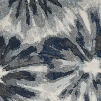 5' X 8' Ivory And Blue Botanical Leaves Area Rug