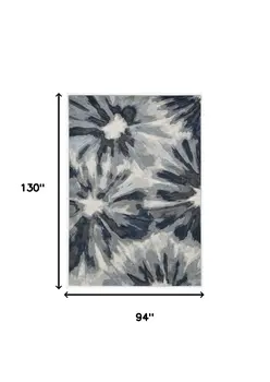 8' X 11' Ivory And Blue Abstract Area Rug