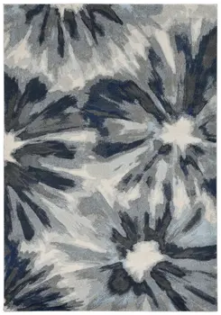 8' X 11' Ivory And Blue Abstract Area Rug