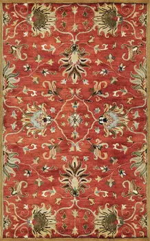 7' Sienna Orange Hand Tufted Wool Traditional Floral Indoor Runner Rug