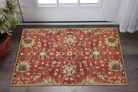 3' X 5' Sienna Medallion Vines Wool Rug