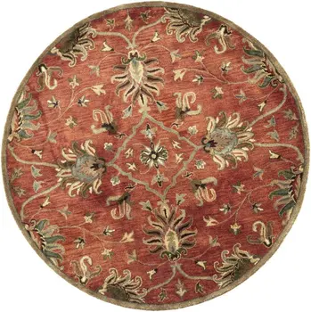 6' Orange Round Wool Hand Tufted Area Rug