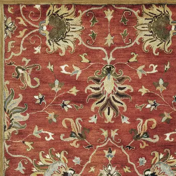 5' X 8' Rust Beige And Gray Wool Floral Hand Tufted Area Rug