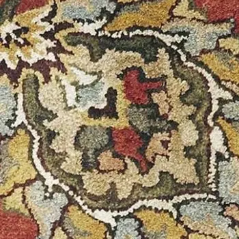 8' X 11' Sienna Gold And Green New Zealand Lambs Wool Floral Hand Tufted Area Rug