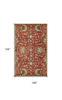 9' X 13' Sienna Orange Hand Tufted Traditional Floral Allover Indoor Area Rug