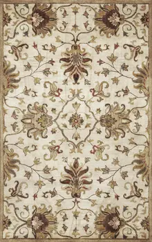 3' X 5' Champagne Red And Black New Zealand Lambs Wool Floral Hand Tufted Area Rug