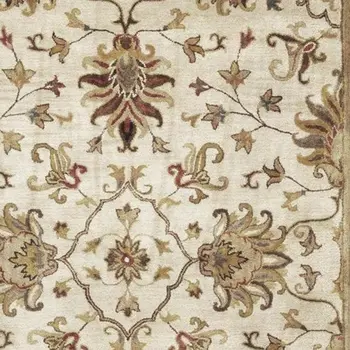 5' X 8' Champagne Red And Brown New Zealand Lambs Wool Floral Medallion Hand Tufted Area Rug