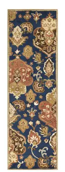 2' X 7' Navy Floral Tapestry Wool Runner Rug